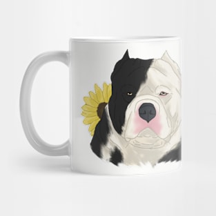 Black Pied American Bully with Sunflowers Mug